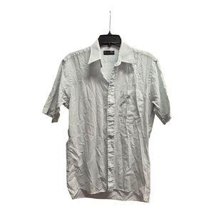 Christian Dior Monsiuer Light Blue Stitched Accent Short Sleeve Button Down S
